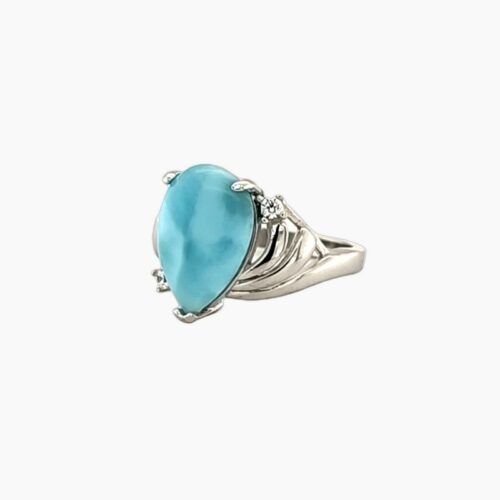 Larimar 10X14 Pear Shape Barahona Ring