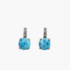 Larimar 10mm Earrings With White Sapphire Accents