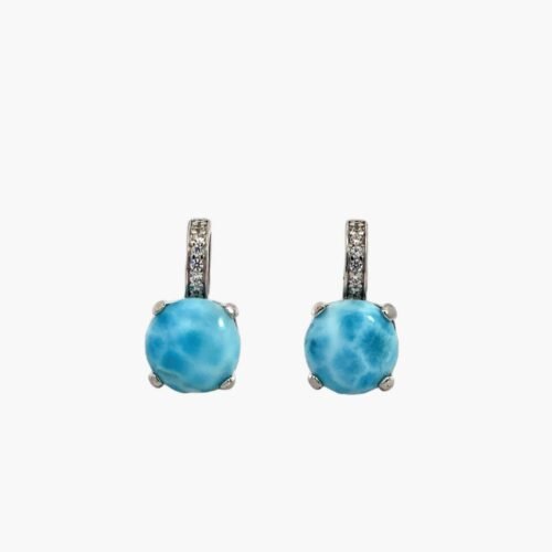 Larimar 10mm Earrings With White Sapphire Accents