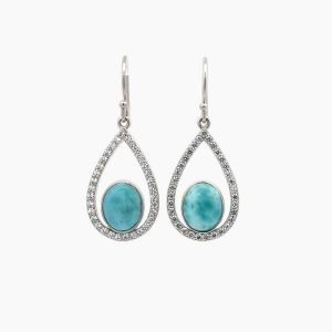 Larimar Earrings With White Sapphire Accents