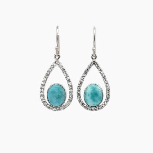 Larimar Earrings With White Sapphire Accents