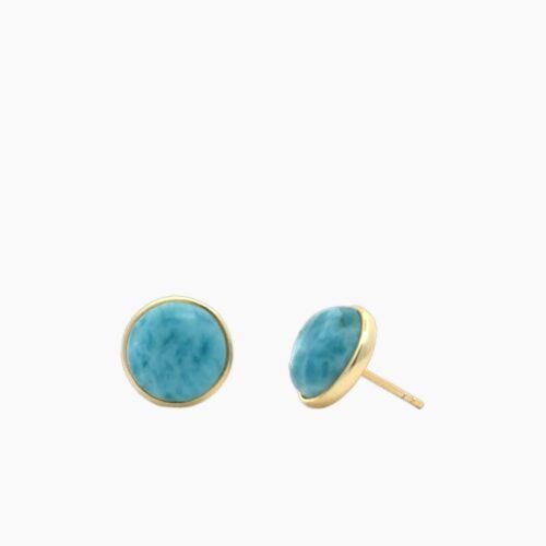 Larimar 10mm Bezel Stud Vermeil Earrings