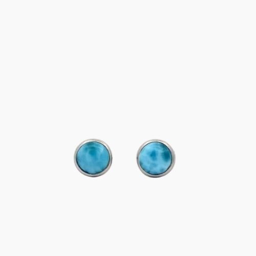 6mm Larimar Bezel Set Stud Earrings