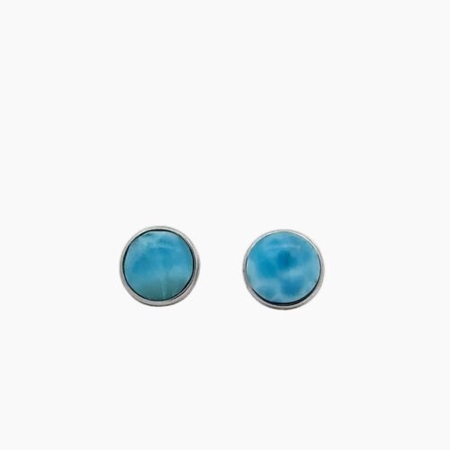 Larimar 8mm Bezel Stud Earrings