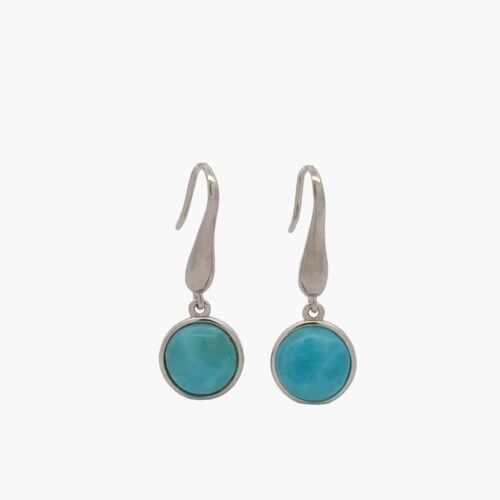 Larimar 10mm Hook Earrings