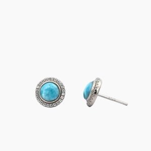 Larimar White Sapphire Accent 6mm Stud Earrings