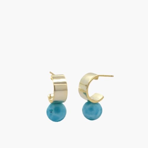 Classic 8-9mm Larimar Bold Hoops Earring