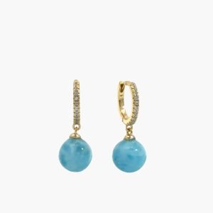 14k Vermeil Pave Larimar Huggies Earrings