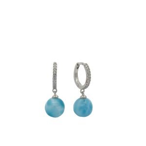 Larimar 8-10mm Spheres Huggies Earrings