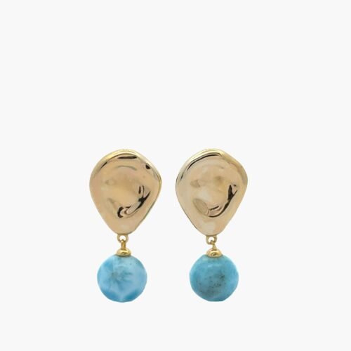 11mm Larimar Spheres Vermeil Dangle Earrings