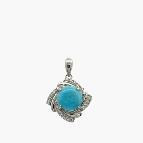 7mm Larimar White Sapphire Pendant