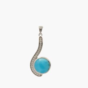 Larimar 10mm Pendant With White Sapphire Accents