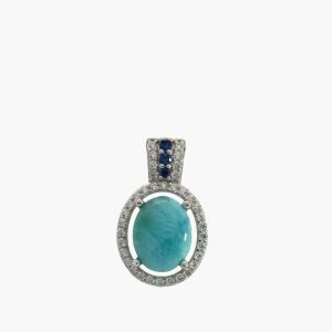 Larimar 8X10mm Pendant With Tanzanite And White Sapphire Accents