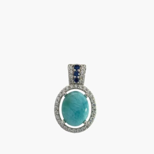 Larimar 8X10mm Pendant With Tanzanite And White Sapphire Accents