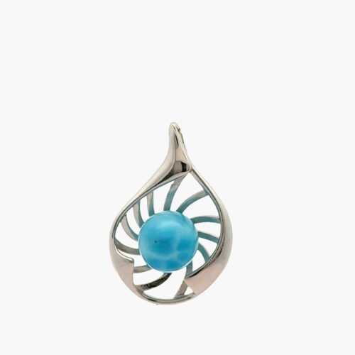 Larimar Seashell 9mm Sphere Necklace