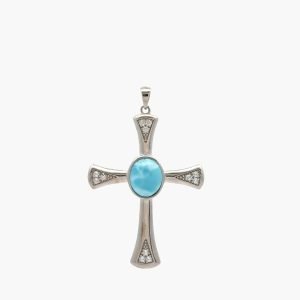 Larimar 10X8mm With White Sapphire Accents Cross
