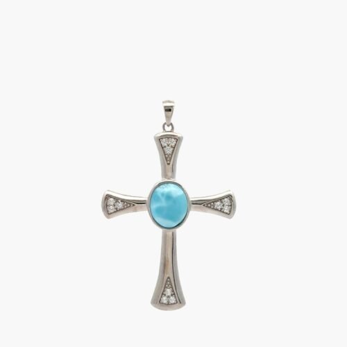 Larimar 10X8mm With White Sapphire Accents Cross