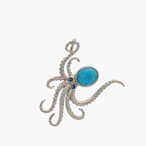 Larimar 10X8mm Punta Cana Octopus Pendant