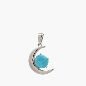 Larimar 8mm High Polished Moon Pendant