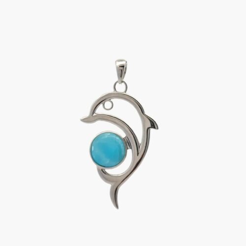 Larimar 10mm Dolphin Pendant
