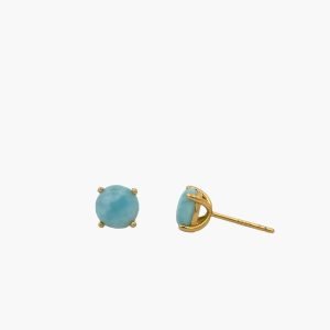 Larimar 7mm Basket Stud Earrings (Vermeil)