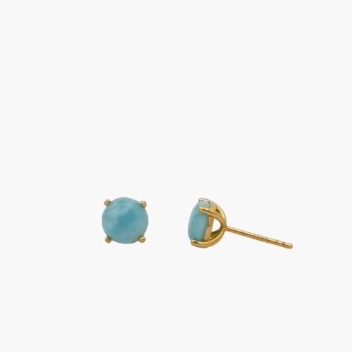 Larimar 7mm Basket Stud Earrings (Vermeil)