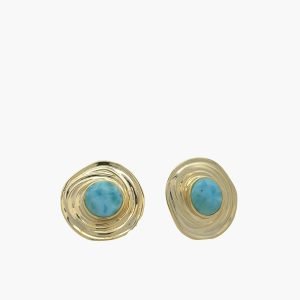 Larimar 10mm Swirly Vermeil Earrings