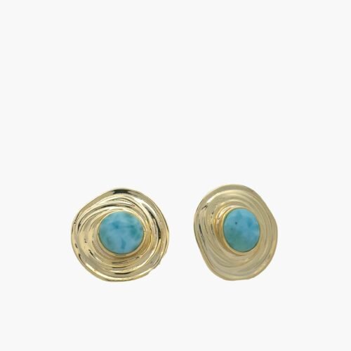 Larimar 10mm Swirly Vermeil Earrings