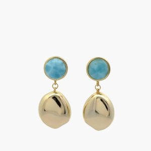 Larimar 8mm Top Vermeil Drop Earrings