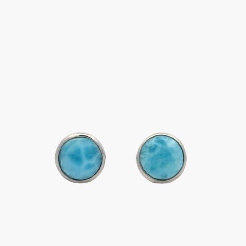 10mm Larimar Bezel Stud Earrings