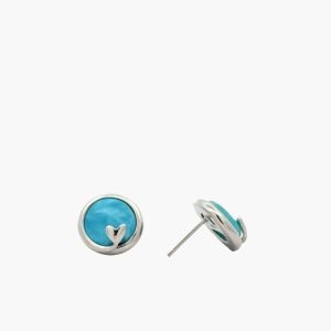 Larimar 10mm Olive Leaf Stud Earrings