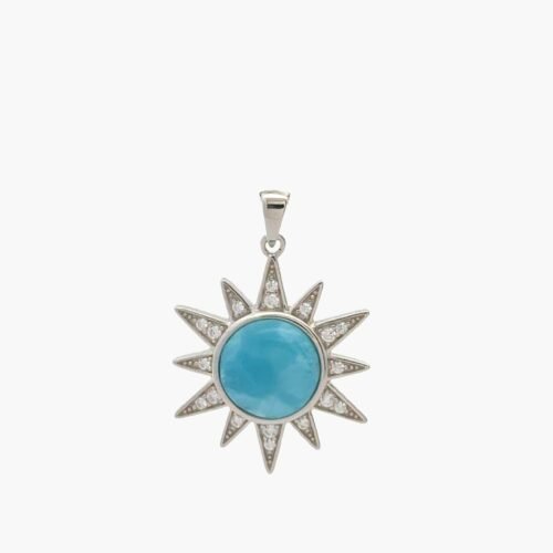 10mm Larimar Punta Cana Sun Burst With White Sapphire Accents