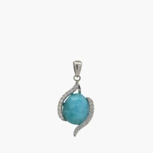 Larimar 10X12 Pendant with White Sapphire Accents