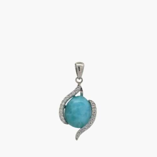 Larimar 10X12 Pendant with White Sapphire Accents