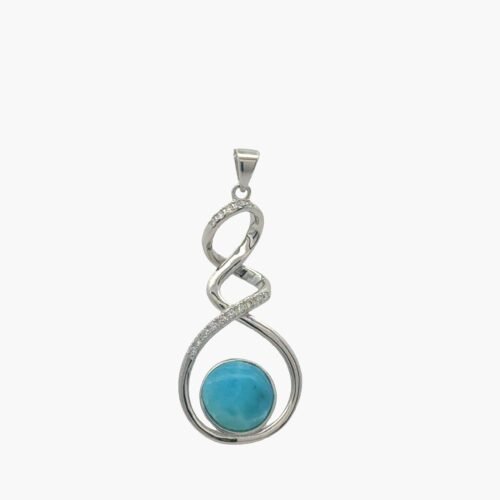 Larimar White Sapphire Accents Pendant