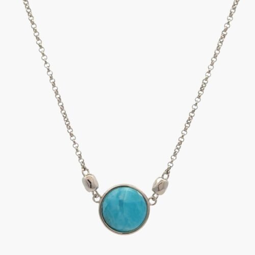 Larimar 12mm Center, 18″ Necklace