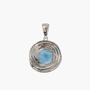 Larimar 10mm Large Swirly Pendant