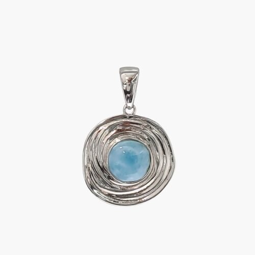 Larimar 10mm Large Swirly Pendant
