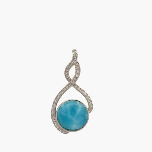 Larimar 10mm Pendant with White Sapphire Accents