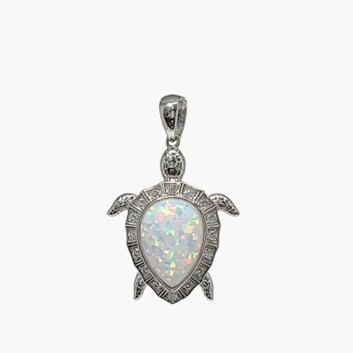 White Opal 10x14mm Pear Shaped Sea Turtle Pendant