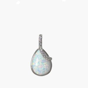 White Opal 10X14mm Pear Shaped Pendant