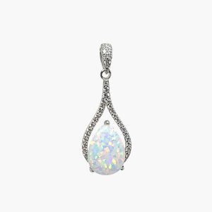 White Opal 10X14mm Pear Shaped Pendant