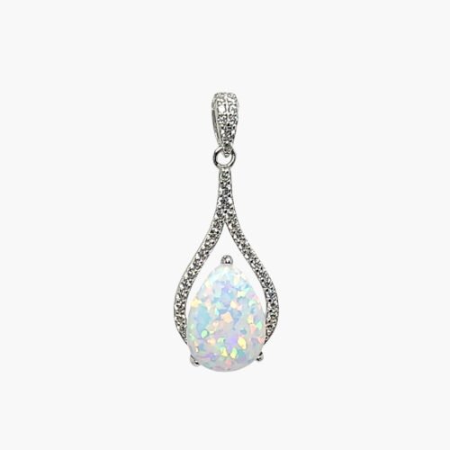 White Opal 10X14mm Pear Shaped Pendant
