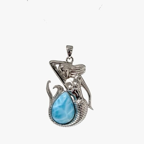 Larimar 10X14mm Large Mermaid Pendant
