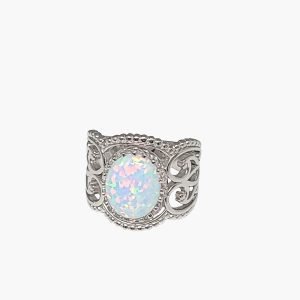 White Opal 12X10mm Corona Ring