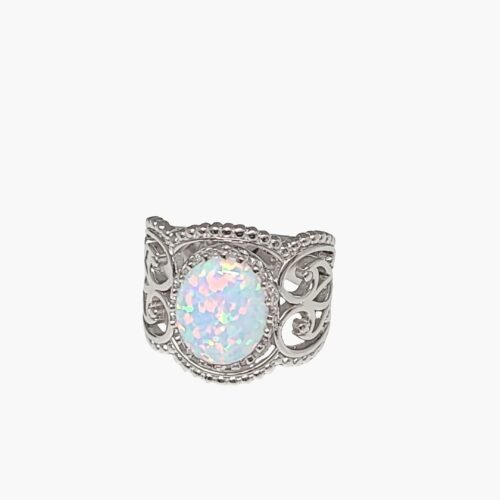 White Opal 12X10mm Corona Ring