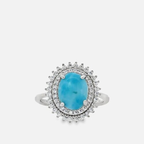 Larimar 8X10mm Ring With White Sapphire