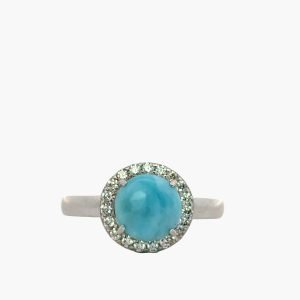 Classic Larimar White Sapphire Accents Ring