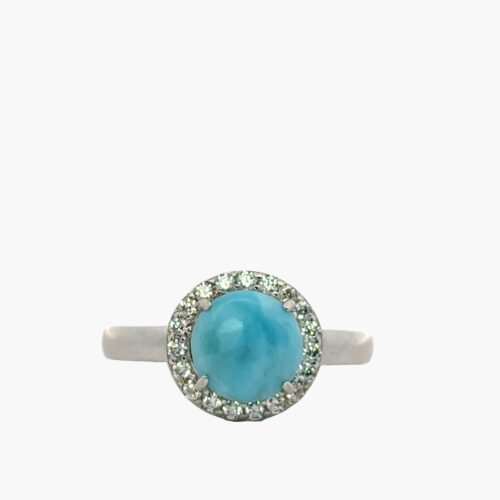 Classic Larimar White Sapphire Accents Ring