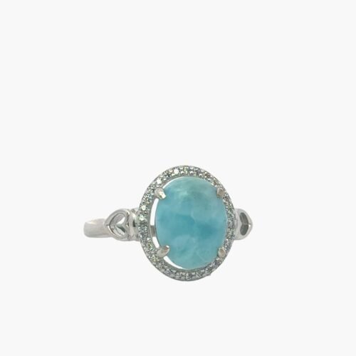 Larimar Two Hearts Ring With White Sapphire Accents